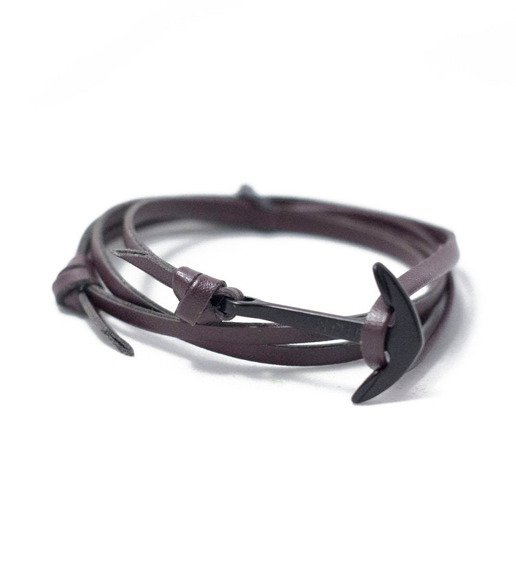 Adjustable Triple Wrap Anchor Bracelet- Brown