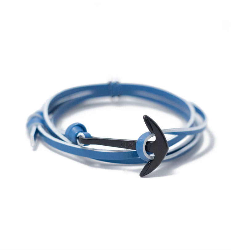 Adjustable Triple Wrap Anchor Bracelet- Blue