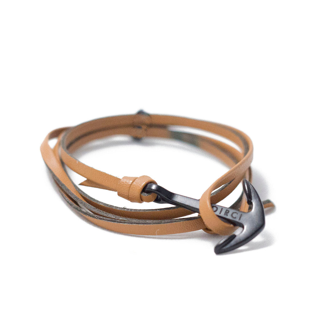 Adjustable Triple Wrap Anchor Bracelet- Light Brown